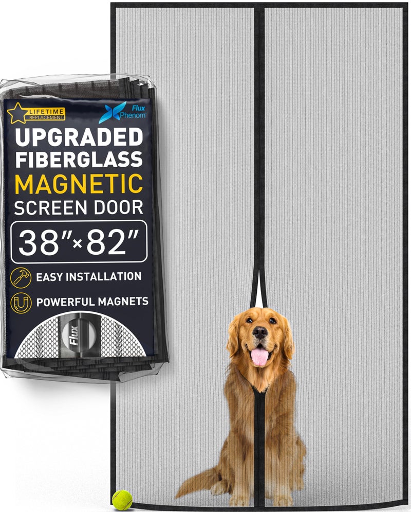 Flux Phenom Upgraded Screen Door Mesh 38x82 Inch - Easy Install  Strong Magnet Strength  Pet Tested  Hands-Free Entry  Door Screen Magnetic Closure  Keeps Bugs Out - Image 1